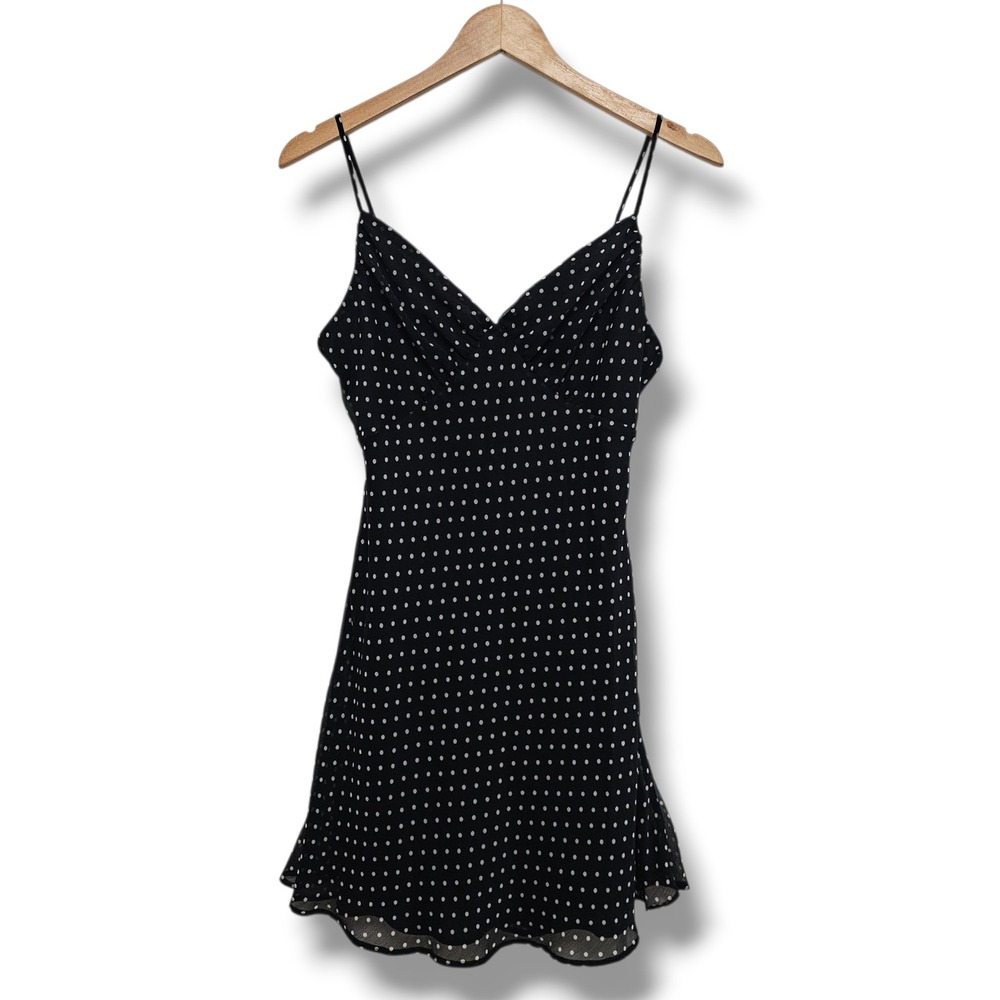 Vintage‎ 90s Y2K Mini Babydoll Dress 6 Black Polka Dot Pinup Rockabilly Retro